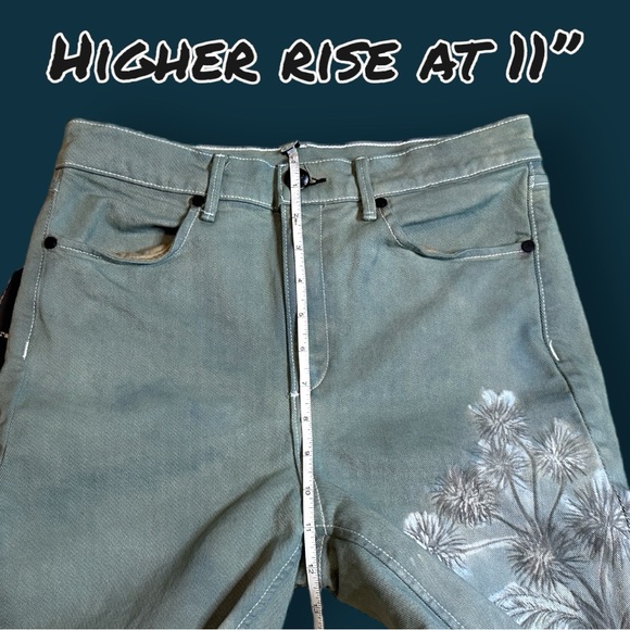 🎉HP🎉Originally NWT  Euchre Cigarette Jeans, Hand painted and Sage Dyed. 28 - Picture 8 of 13